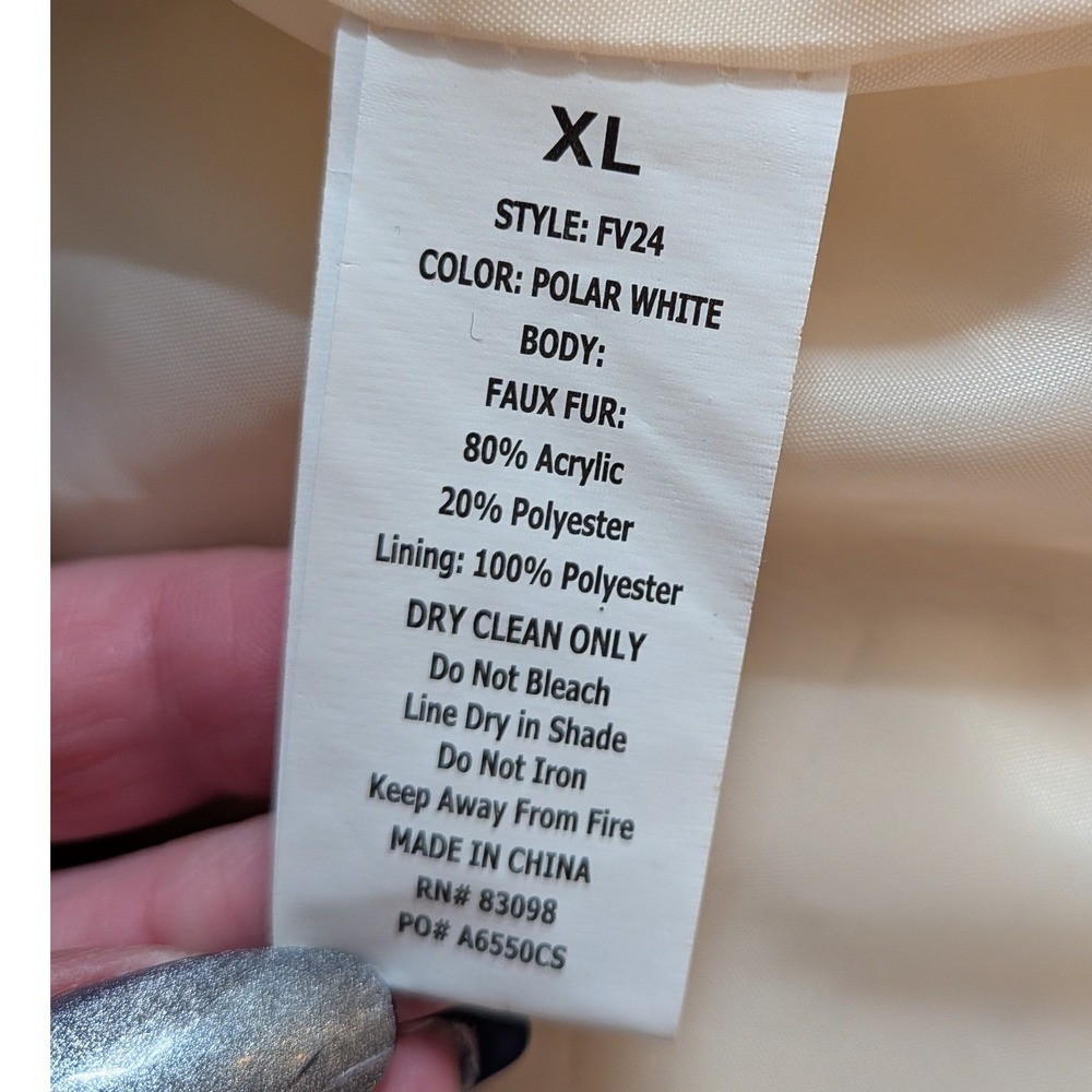 Boho Glam Western Festival CiSono Polar White Gray FauxFur XL Long Vest Pockets - Picture 9 of 11